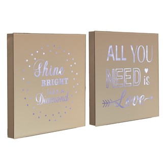 LED Christmas Love & Shine Mirror Plaque 35cm 2 Assorted
