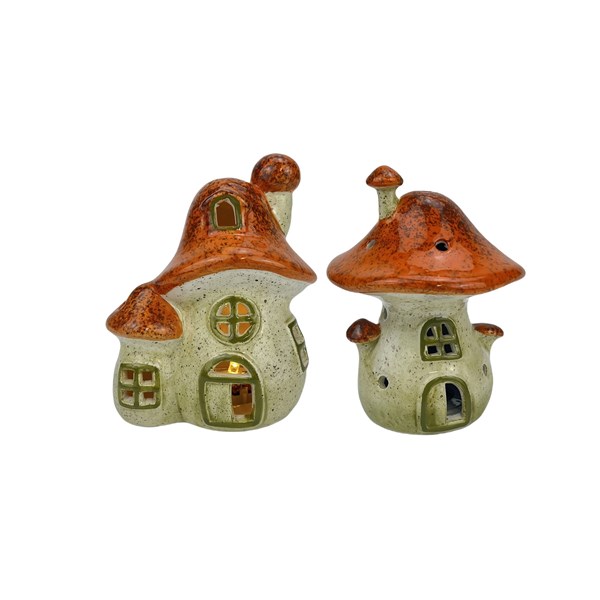LED Mushroom House 13cm 2 Assorted LED Mushroom House 13cm 2 Assorted