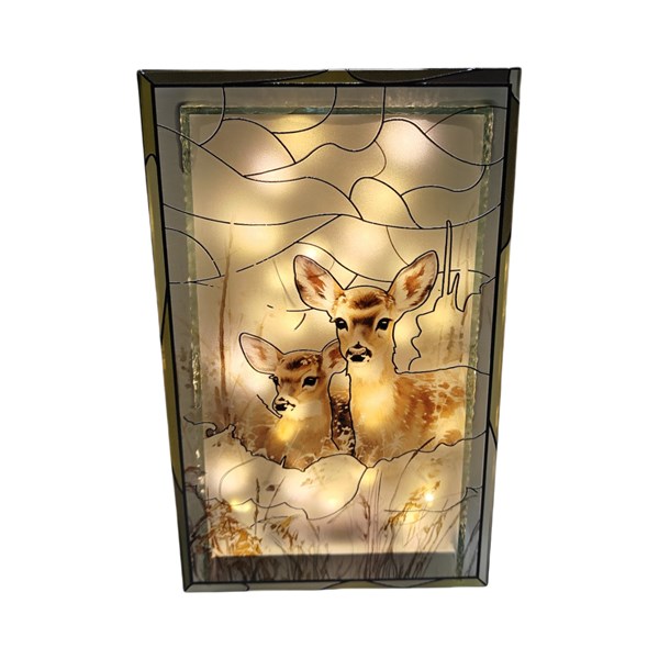 LED Reindeer Stained Glass 21cm LED Reindeer Stained Glass 21cm