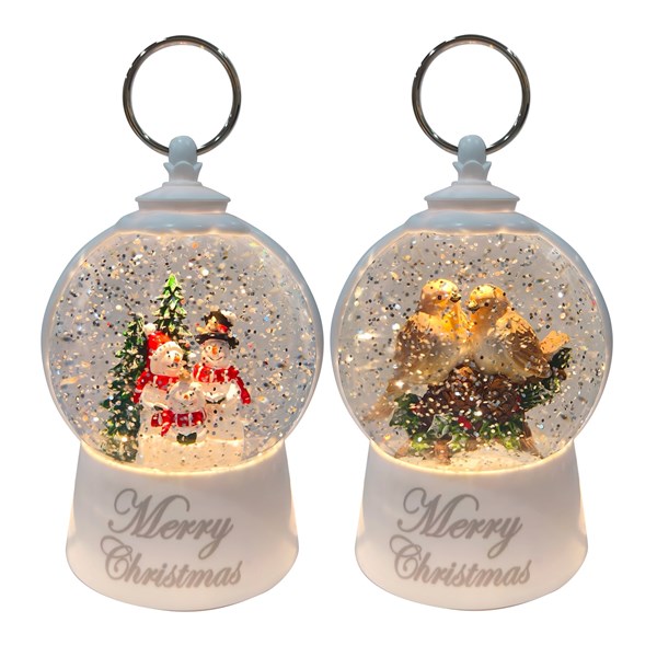 LED Robin & Snowman Globe Spinner 19cm 2 Assorted LED Robin & Snowman Globe Spinner 19cm 2 Assorted