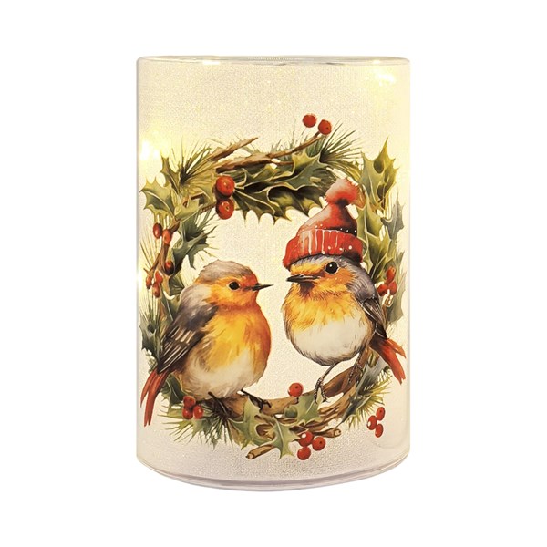 LED Robins Glitter Column 18cm LED Robins Glitter Column 18cm