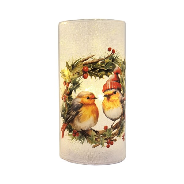 LED Robins Glitter Column 18cm LED Robins Glitter Column 18cm