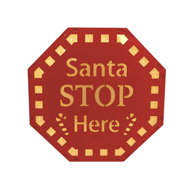 LED Santa Stop Here 22cm