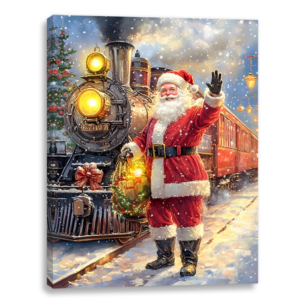 LED Santa Train Canvas 30x40cm LED Santa Train Canvas 30x40cm
