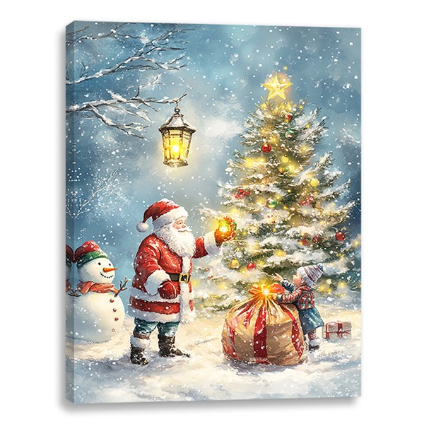 LED Santa &Tree Canvas 30x40cm LED Santa &Tree Canvas 30x40cm
