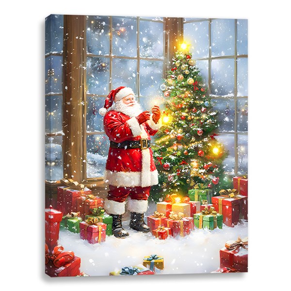 LED Santa &Tree Canvas 30x40cm LED Santa &Tree Canvas 30x40cm