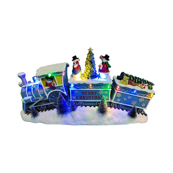 Animated LED Snowman Train 39x19cm Animated LED Snowman Train 39x19cm