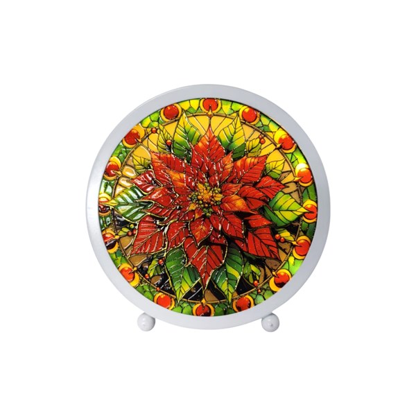 LED Stained Glass Poinsettia 15x16cm LED Stained Glass Poinsettia 15x16cm