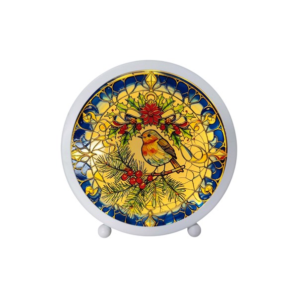 LED Stained Glass Robin 15x16cm LED Stained Glass Robin 15x16cm