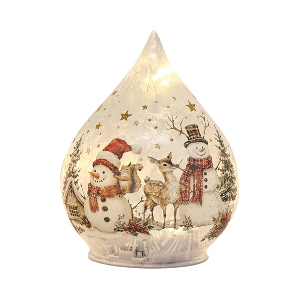 LED Teardrop Glass Snowman 15cm LED Teardrop Glass Snowman 15cm
