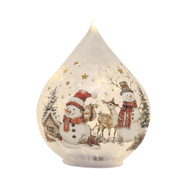 LED Teardrop Glass Snowman 21cm LED Teardrop Glass Snowman 21cm