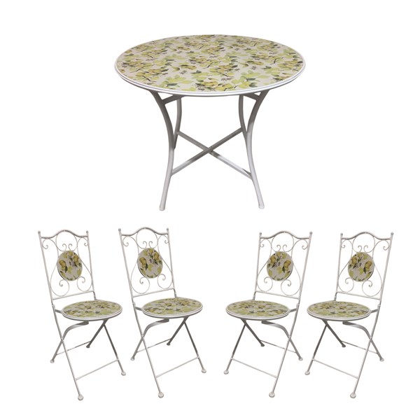 Letino 4 Seater Bistro Dining Set – Lemon Design 90x75cm