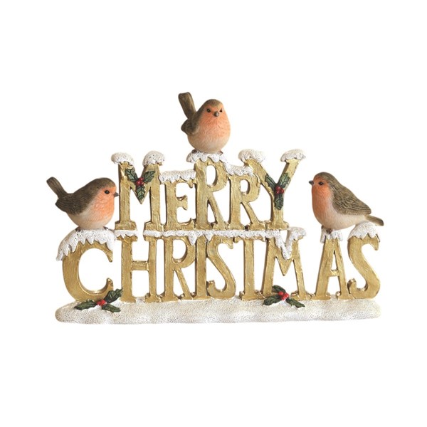 Merry Christmas Robins 21 x 13cm