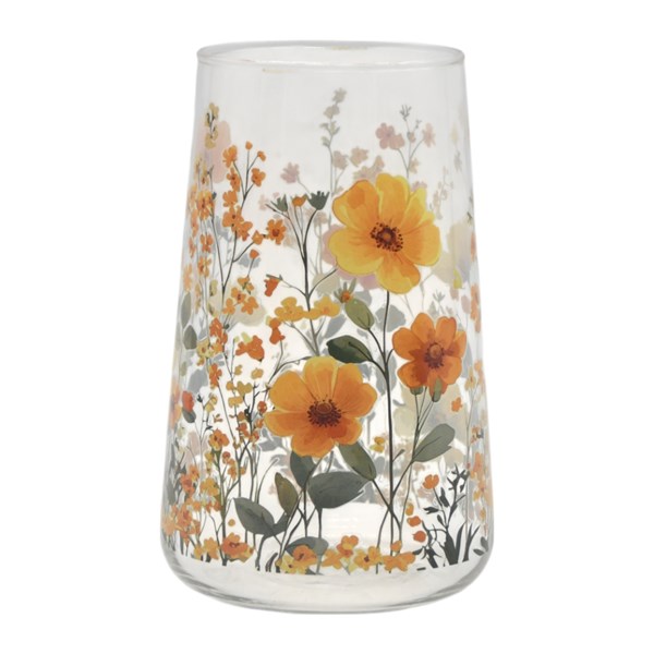 Orange Floral Vase 19cm