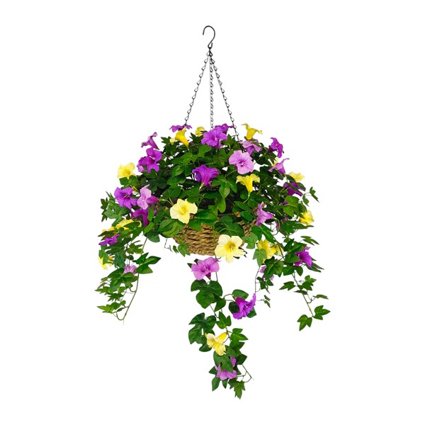 Petunia Hg Basket Pk/Yel 85cm