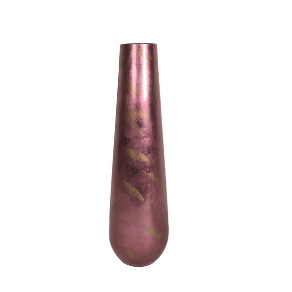 Pink Metallic Vase with Gold Coloured Leaf Pattern 47cm Pink Metallic Vase with Gold Coloured Leaf Pattern 47cm