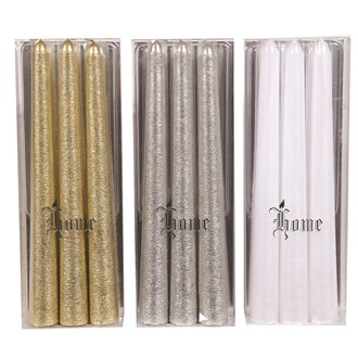 Pack of 3 20cm Taper Candles 3 Assorted