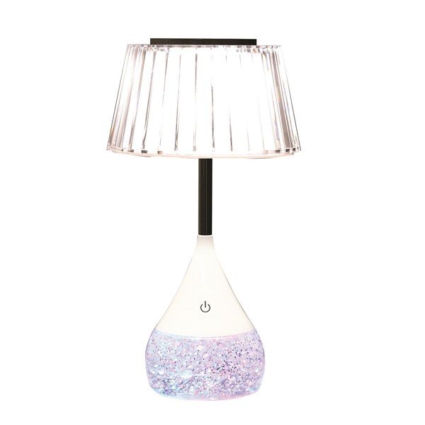 Pleated Shade LED Colour Changing Glitter Lamp 15 x 28cm Pleated Shade LED Colour Changing Glitter Lamp 15 x 28cm
