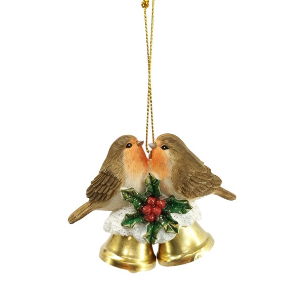 Robin Bells Hanging Decoration 6cm Robin Bells Hanging Decoration 6cm