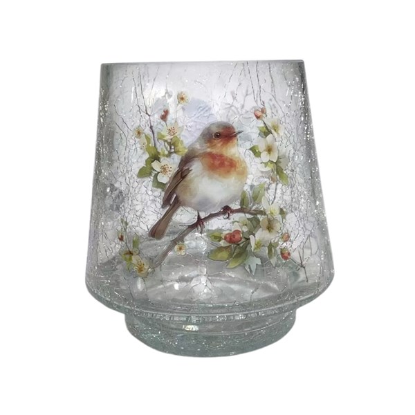 Robin Deco Candle Holder 18cm Robin Deco Candle Holder 18cm