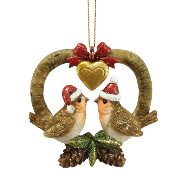Robin Love Heart Hanging Decoration 8cm Robin Love Heart Hanging Decoration 8cm