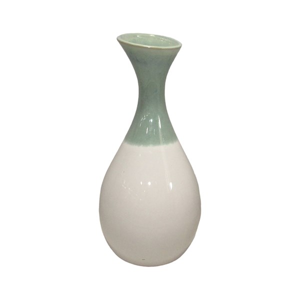 Sage Green and White Fluted Vase 33cm Sage Green and White Fluted Vase 33cm
