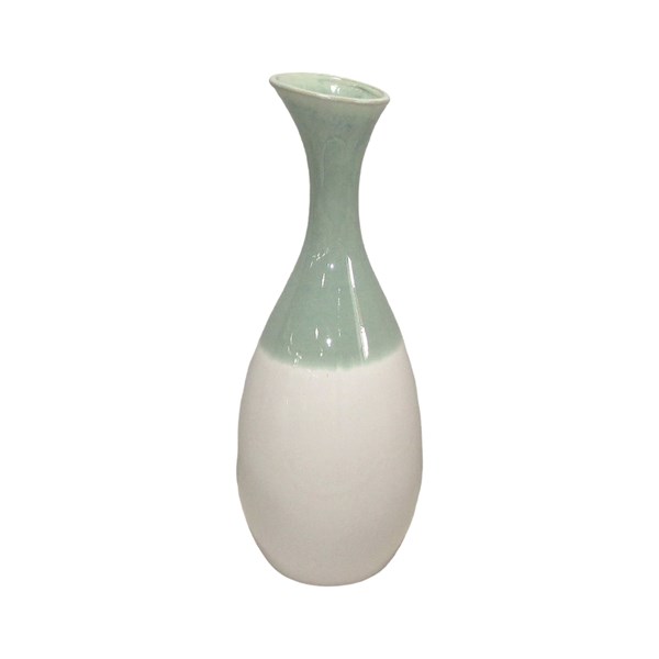 Sage Green and White Fluted Vase 42cm Sage Green and White Fluted Vase 42cm