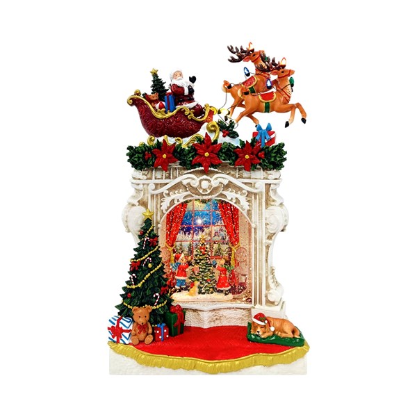 Santa Fireplace Spinner 26.5cm Santa Fireplace Spinner 26.5cm