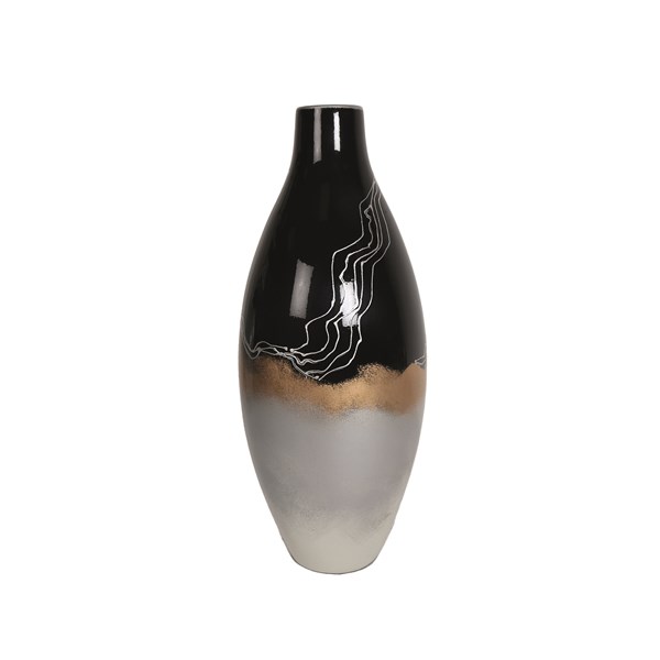 Silver and Black Vase with Gold Highlights 46cm Silver and Black Vase with Gold Highlights 46cm