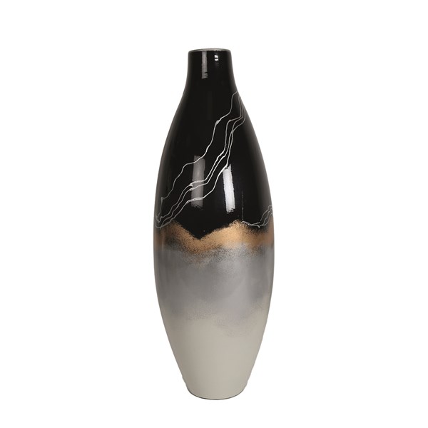 Silver and Black Vase with Gold Highlights 58cm Silver and Black Vase with Gold Highlights 58cm