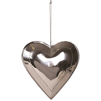 Silver Hanging Heart Decoration 24cm
