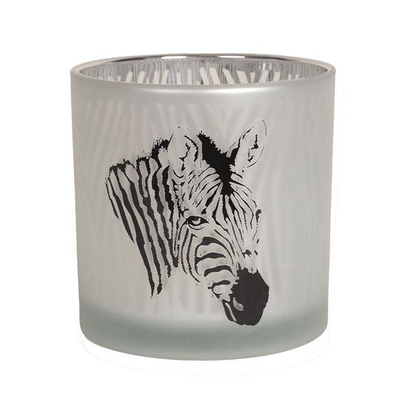 Silver Lined Zebra Face Tealight Holder 15cm Silver Lined Zebra Face Tealight Holder 15cm