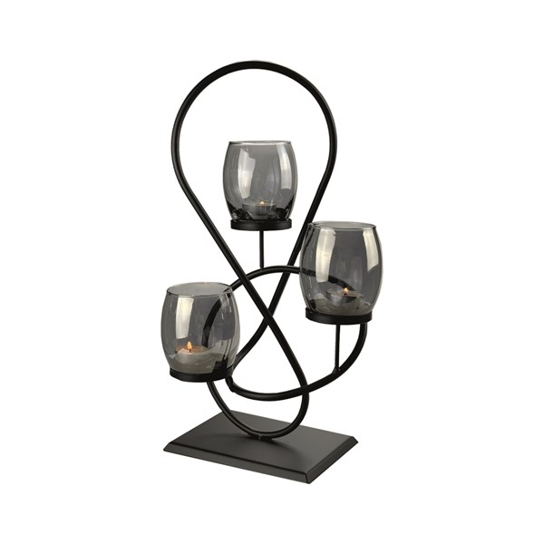 Smoke Grey 3 Tealight Holder 40cm Smoke Grey 3 Tealight Holder 40cm