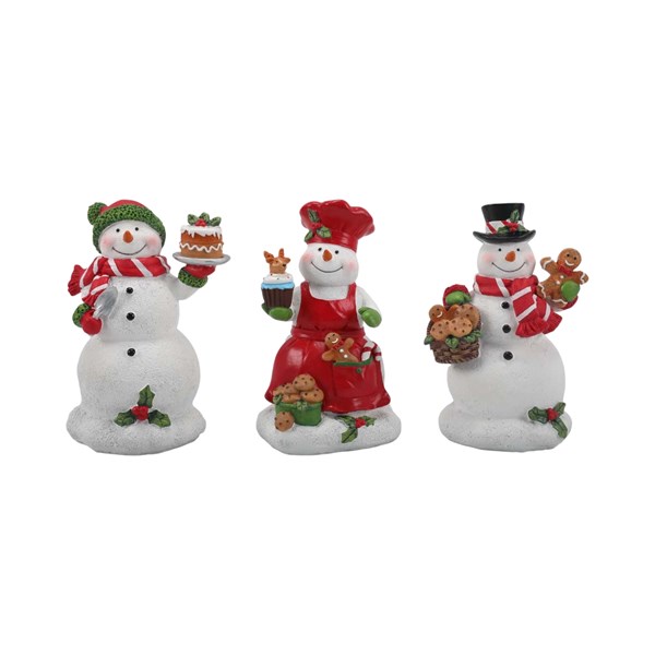 Snowman Baker Figurines 10x15cm 3 Asst Snowman Baker Figurines 10x15cm 3 Asst