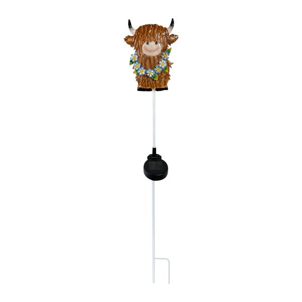 Solar Highland Cow Stake 84cm