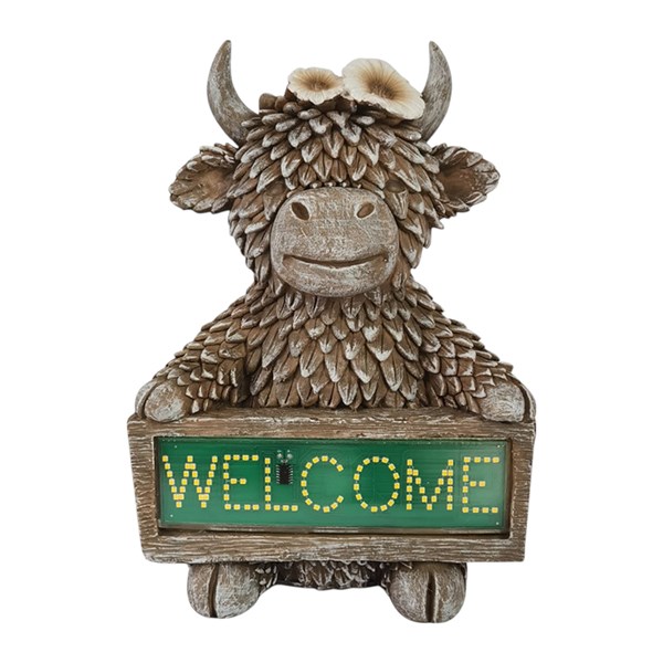 Solar Highland Cow Welcome25cm Solar Highland Cow Welcome25cm