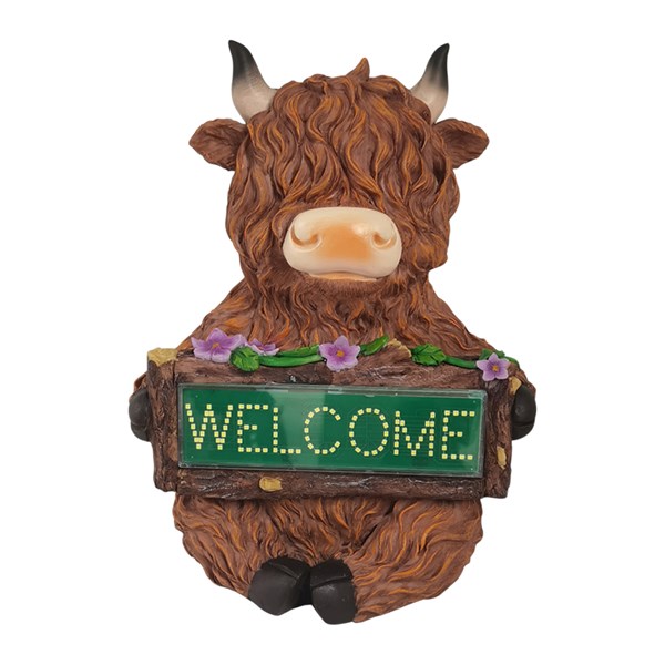 Solar Highland Cow Welcome28cm Solar Highland Cow Welcome28cm