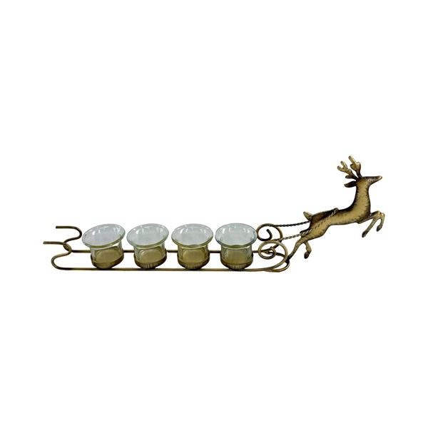 Stag 4 Tealight Holder Sleigh 48cm Stag 4 Tealight Holder Sleigh 48cm