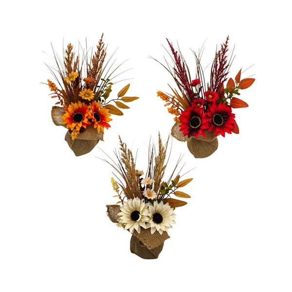 Sunflowers Jute Pot 33cm 3 Assorted Sunflowers Jute Pot 33cm 3 Assorted