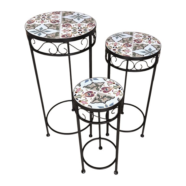 Tavenna Set of 3 Plant Stands – Leaf Floral Design 65cm/60cm/50cm Tavenna Set of 3 Plant Stands – Leaf Floral Design 65cm/60cm/50cm