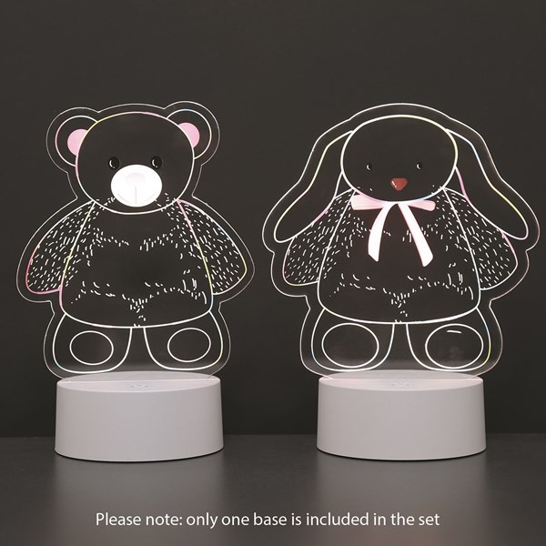 Teddy Bear and Rabbit 2 in 1 Acrylic Lamp 21cm Teddy Bear and Rabbit 2 in 1 Acrylic Lamp 21cm