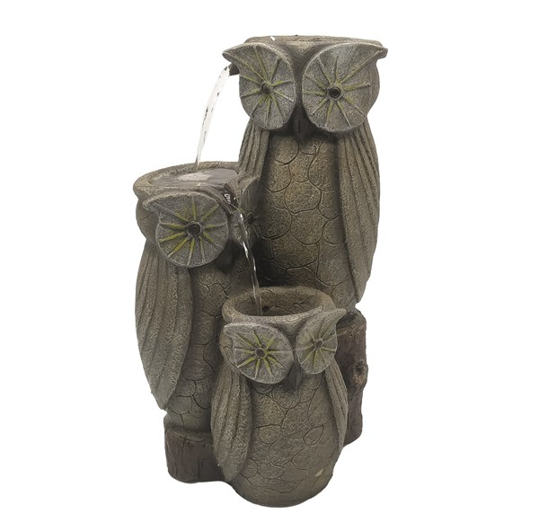 Three Tiered Owl Pouring Water Feature LED 47cm Three Tiered Owl Pouring Water Feature LED 47cm
