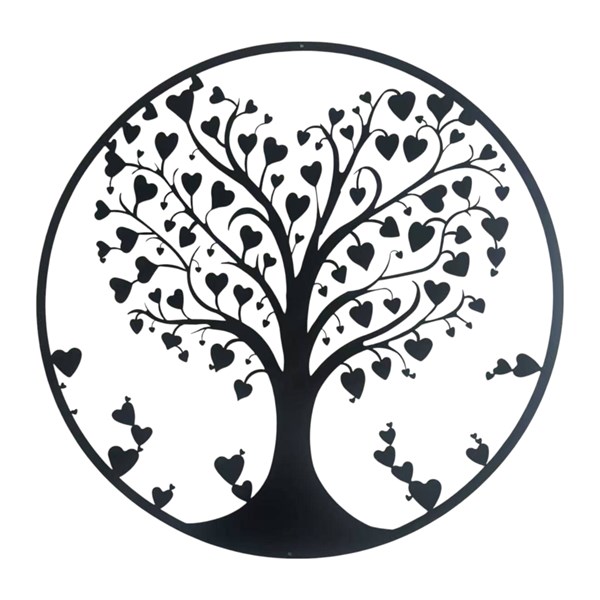 Tree Heart Wall Art Black 60cm