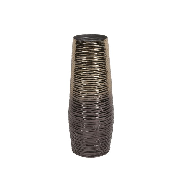 Two-Tone Metal Ribbed Bullet Vase 52cm Two-Tone Metal Ribbed Bullet Vase 52cm