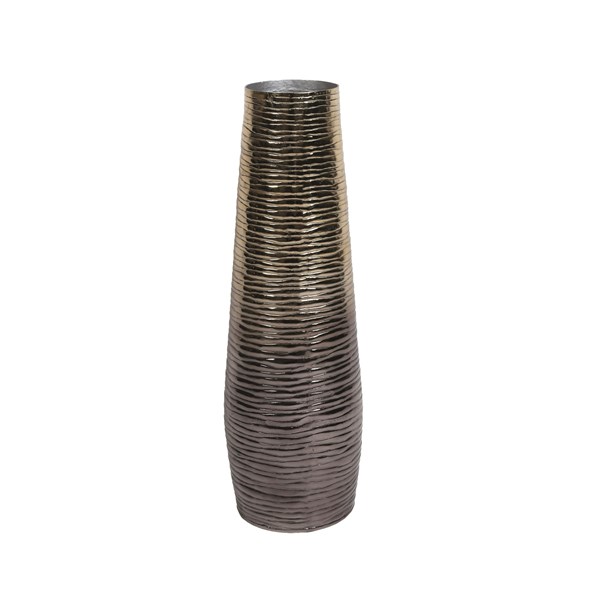 Two-Tone Metal Ribbed Bullet Vase 63.5cm Two-Tone Metal Ribbed Bullet Vase 63.5cm