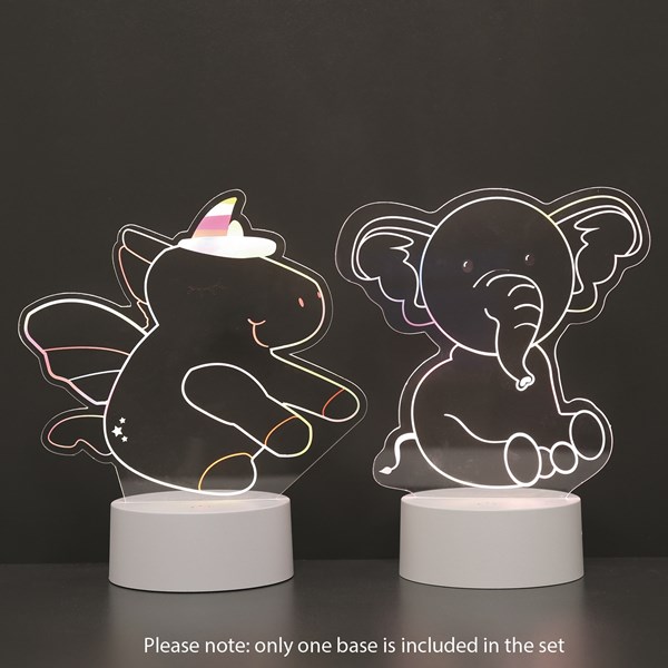 Unicorn and Elephant 2 in 1 Acrylic Lamp 21cm Unicorn and Elephant 2 in 1 Acrylic Lamp 21cm