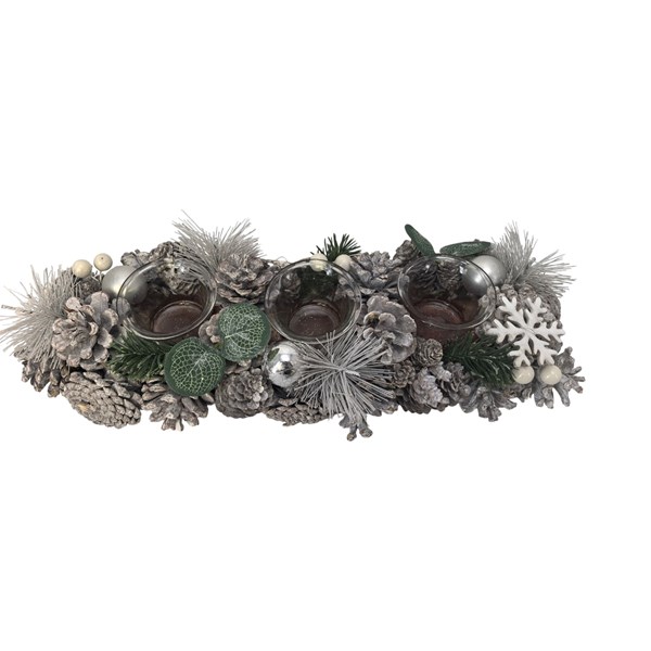 White Cone Triple Tealight Holder 35cm White Cone Triple Tealight Holder 35cm