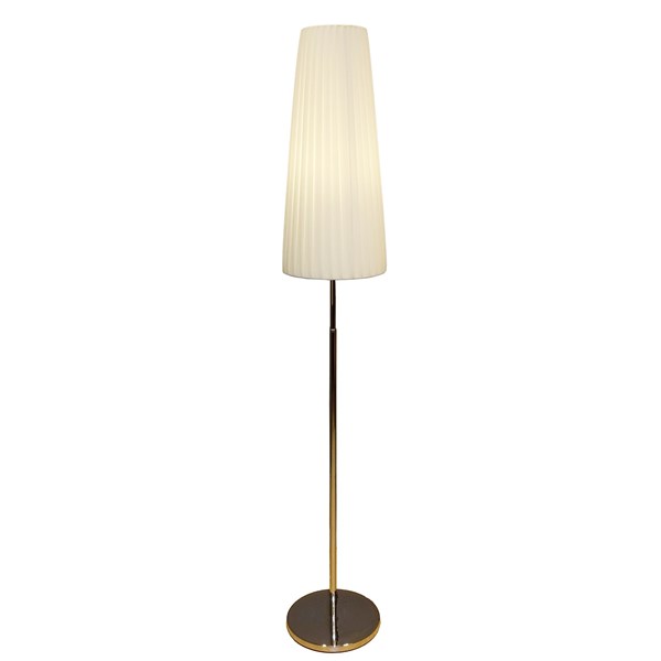 White Pleated Floor Lamp Chrome Base 158cm White Pleated Floor Lamp Chrome Base 158cm