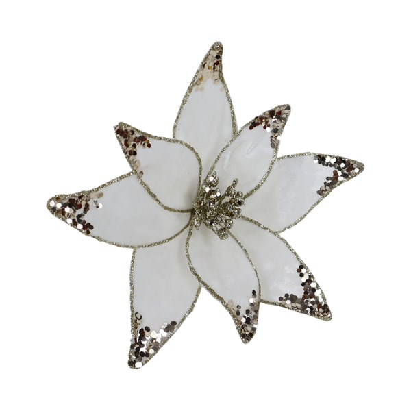 White Poinsettia Tree Decoration 19cm White Poinsettia Tree Decoration 19cm