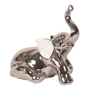 White Silver Sitting Elephant 17.5cm